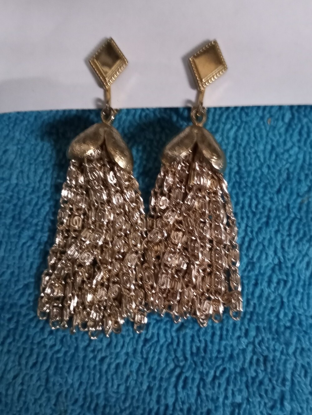 Gold Tassel Drop Earrings - Elegant Women Jewelry - Sarah Cov - Lever Back